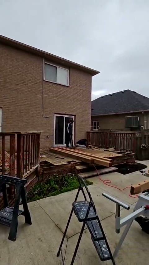 Deck rebuild in progress — Global Construction Homes job site